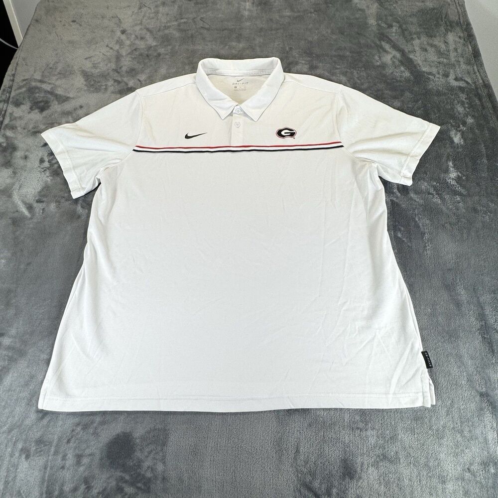 NIKE Sz XXL GEORGIA BULLDOGS  Mens On-Field Polo Shirt White Dri-FIT Performance - Picture 2 of 12